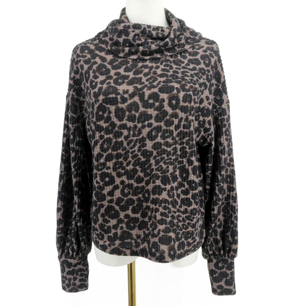 Sanctuary XS Leopard Print Cowl Neck Sweater Women’s Long Sleeve Soft Knit Top